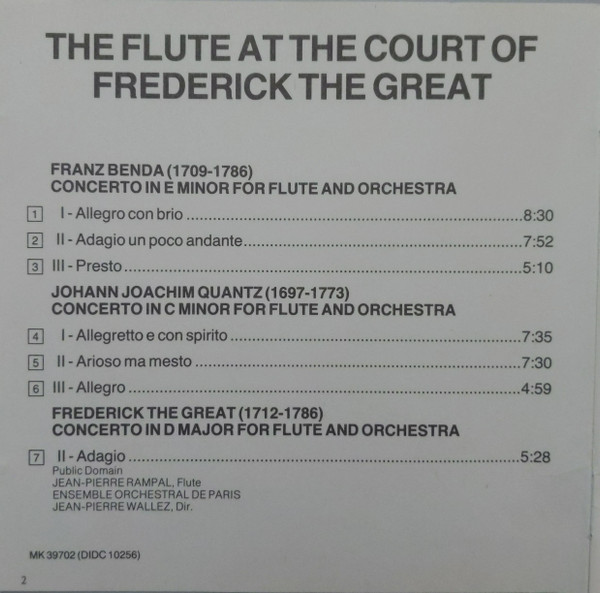 Benda*, Quantz*, Frederick The Great* : Jean-Pierre Rampal, Ensemble Orchestral De Paris, Jean-Pierre Wallez-4