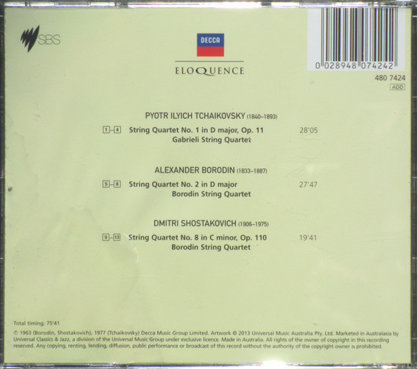 Tchaikovsky* • Borodin* • Shostakovich* - Gabrieli String Quartet* • Borodin String Quartet-1