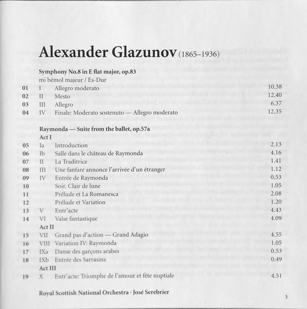 Alexander Glazunov - Jose Serebrier, Royal Scottish National Orchestra-1