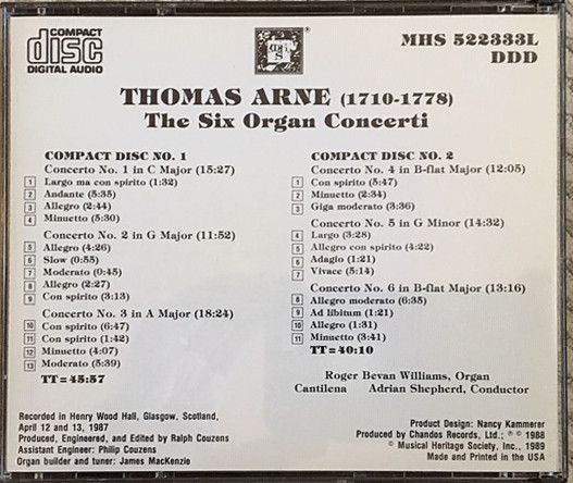 Thomas Arne - Roger Bevan Williams - Cantilena - Adrian Shepherd-1