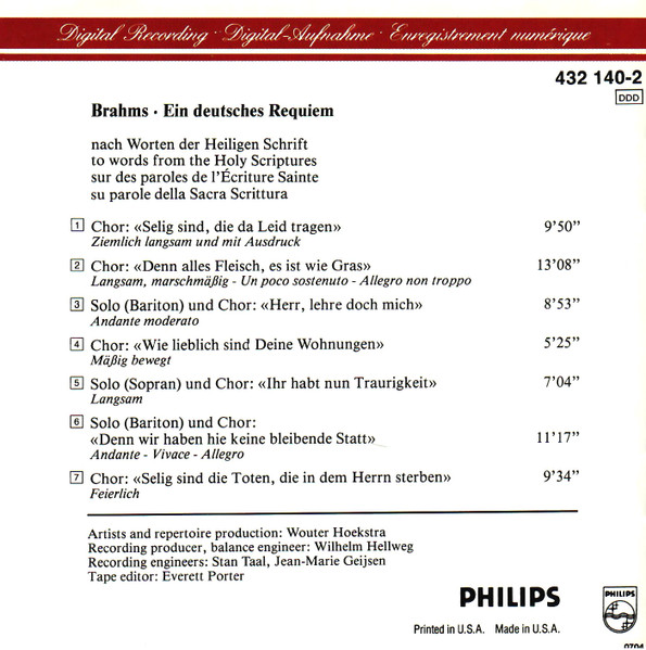 Brahms* - Charlotte Margiono, Rodney Gilfry, Monteverdi Choir*, Orchestre Révolutionnaire Et Romantique, John Eliot Gardiner-3