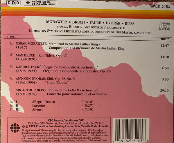 Morawetz*, Bruch*, Fauré*, Dvořák*, Bliss*, Shauna Rolston, Edmonton Symphony Orchestra, Uri Mayer-1