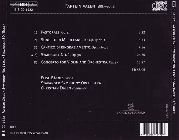 Fartein Valen - Elise Båtnes · Stavanger Symphony Orchestra* · Christian Eggen-1