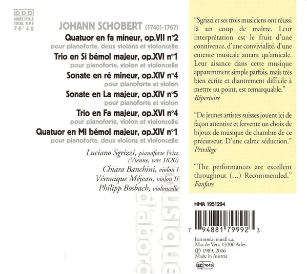 Johann Schobert - Luciano Sgrizzi, Ensemble 415, Chiara Banchini-1