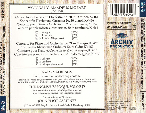 Wolfgang Amadeus Mozart, Malcolm Bilson • The English Baroque Soloists • John Eliot Gardiner-1