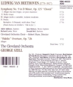 Beethoven* - Adele Addison, Jane Hobson, Richard Lewis (3), Donald Bell, Cleveland Orchestra* & Choir*, George Szell-1