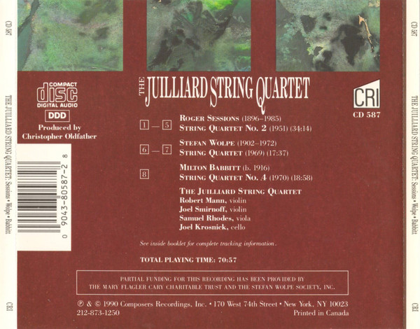 Juilliard String Quartet - Roger Sessions / Stefan Wolpe / Milton Babbitt-1