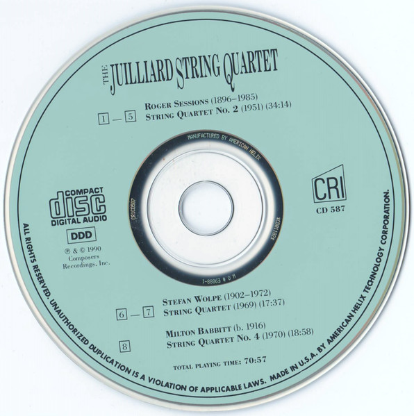 Juilliard String Quartet - Roger Sessions / Stefan Wolpe / Milton Babbitt-2
