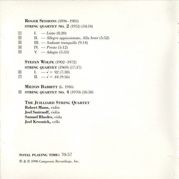 Juilliard String Quartet - Roger Sessions / Stefan Wolpe / Milton Babbitt-4