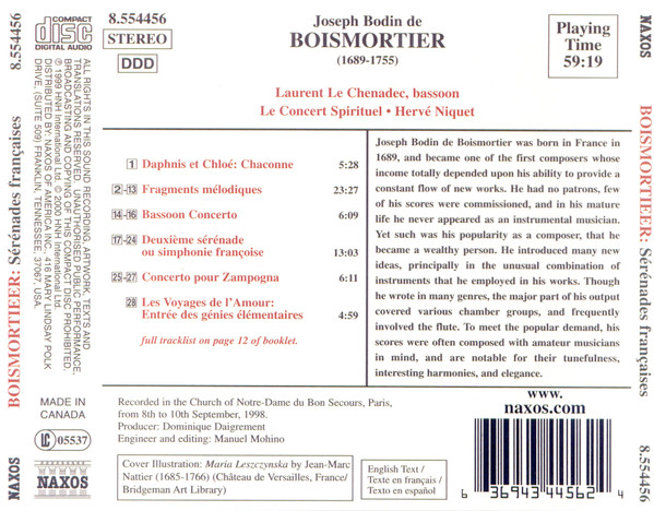 Joseph Bodin De Boismortier, Laurent Le Chenadec, Le Concert Spirituel, Hervé Niquet-1