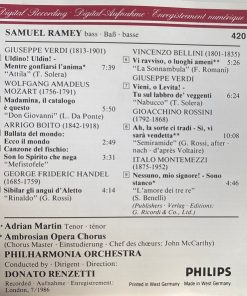 Samuel Ramey – The Ambrosian Opera Chorus, Philharmonia Orchestra, Donato Renzetti (2) – Georg Friedrich Händel • Wolfgang Amadeus Mozart • Gioacchino Rossini • Vincenzo Bellini • Giuseppe Verdi • Arrigo Boito • Italo Montemezzi-3