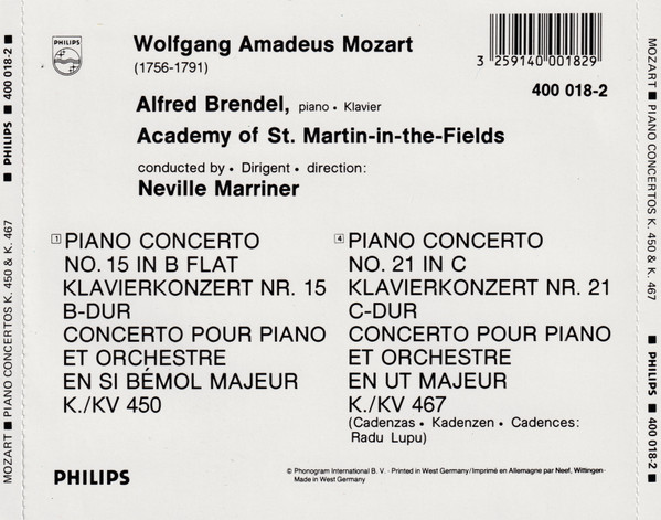Mozart* - Alfred Brendel, Academy Of St. Martin-in-the-Fields*, Neville Marriner*-1