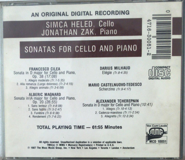 Cilea* • Magnard* • Milhaud*, Castelnuovo-Tedesco* • Tcherepnin* - Simca Heled, Jonathan Zak-1