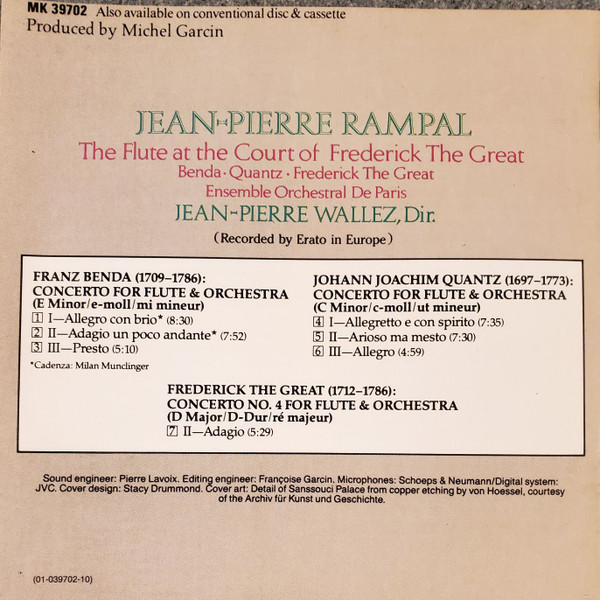 Benda*, Quantz*, Frederick The Great* : Jean-Pierre Rampal, Ensemble Orchestral De Paris, Jean-Pierre Wallez-1