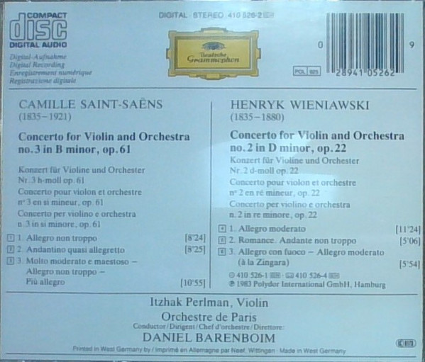 Saint-Saëns*, Wieniawski* - Itzhak Perlman, Orchestre De Paris, Daniel Barenboim-1