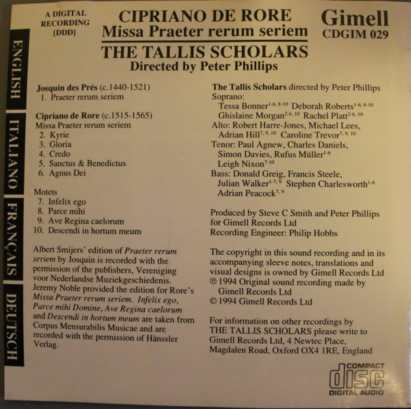 Cipriano De Rore, The Tallis Scholars, Peter Phillips (2)-1
