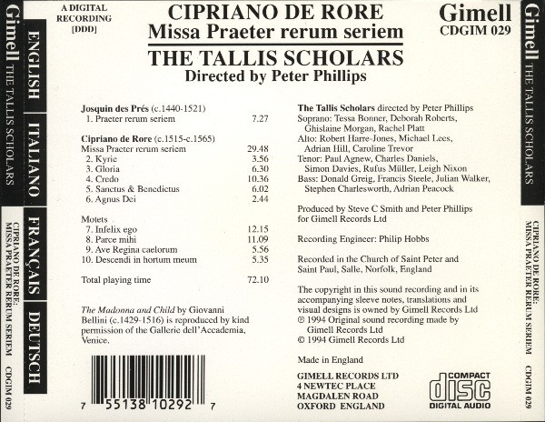Cipriano De Rore, The Tallis Scholars, Peter Phillips (2)-3