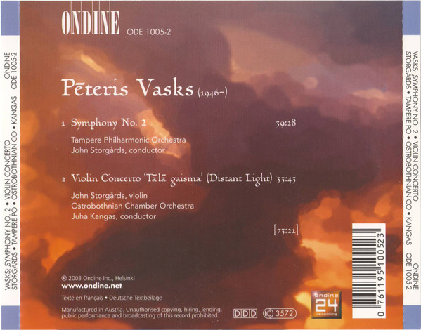 Pēteris Vasks : Tampere Philharmonic Orchestra, Ostrobothnian Chamber Orchestra, John Storgårds, Juha Kangas-1