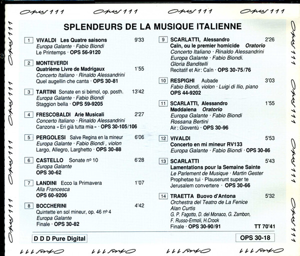 Castello*, Corelli*, Boccherini*, Scarlatti*, Tartini*, Vivaldi*, Pergolesi*, Monteverdi*-1