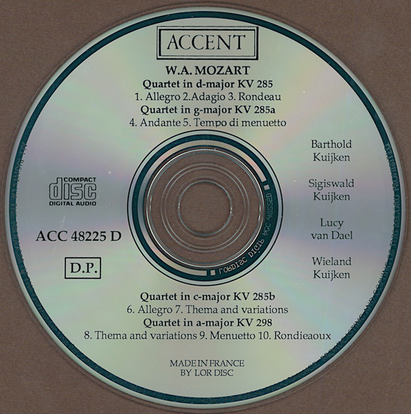 Wolfgang Amadeus Mozart, Barthold Kuijken, Sigiswald Kuijken, Lucy Van Dael, Wieland Kuijken-2