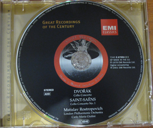 Mstislav Rostropovich • Carlo Maria Giulini / London Philharmonic Orchestra – Dvořák* / Saint-Saëns*-3