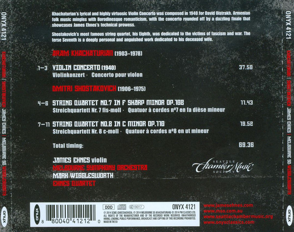 Aram Khatchaturian, Dmitri Shostakovich, James Ehnes, Mark Wigglesworth, Melbourne Symphony Orchestra, Ehnes Quartet-1