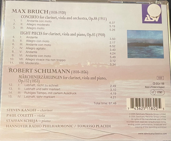 Max Bruch / Robert Schumann - Steven Kanoff, Paul Coletti, Staffan Scheja, Radio-Philharmonie Hannover Des NDR, Tommaso Placidi-1