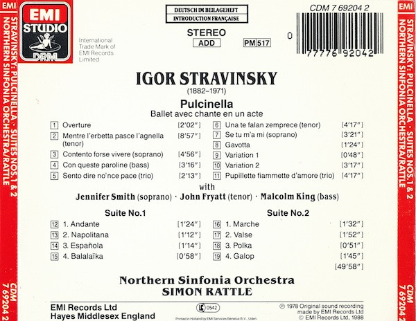 Stravinsky* - Northern Sinfonia Orchestra*, Simon Rattle*, Jennifer Smith (3), John Fryatt, Malcolm King-1