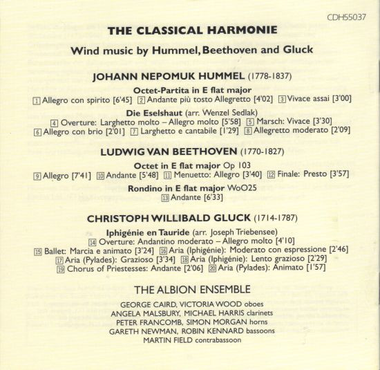Ludwig van Beethoven, Christoph Willibald Gluck, Johann Nepomuk Hummel - The Albion Ensemble-3
