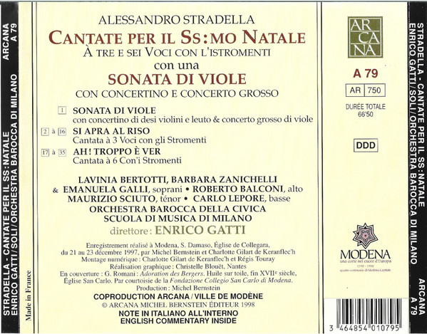 Alessandro Stradella – Lavinia Bertotti - Barbara Zanichelli - Emanuela Galli - Roberto Balconi - Maurizio Sciuto - Carlo Lepore, Orchestra Barocca della Civica Scuola di Musica di Milano, Enrico Gatti-1