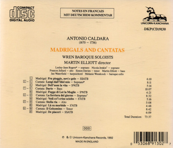 Antonio Caldara, Martin Elliot, Wren Baroque Soloists-1