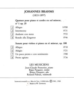 Johannes Brahms - Jean-Claude Pennetier, Régis Pasquier, Bruno Pasquier, Roland Pidoux-1