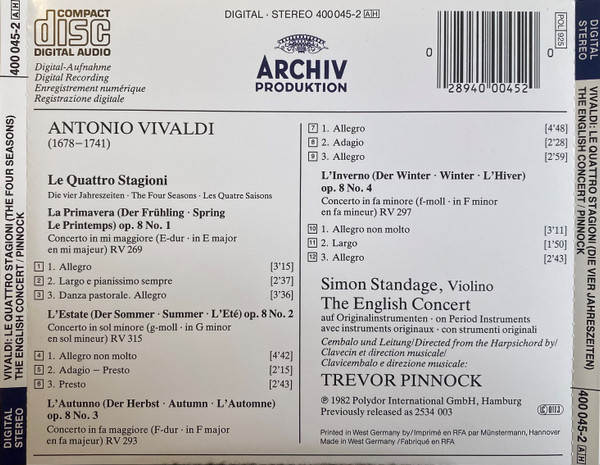 Antonio Vivaldi - Simon Standage, The English Concert, Trevor Pinnock-1