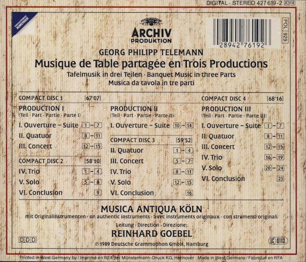 Telemann* - Musica Antiqua Köln, Reinhard Goebel-1
