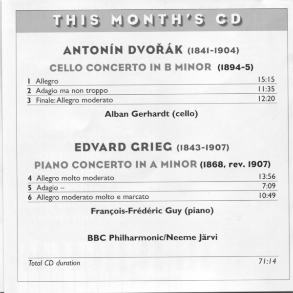 Dvořák*, Grieg*, François-Frédéric Guy, Alban Gerhardt, BBC Philharmonic / Neeme Järvi-1