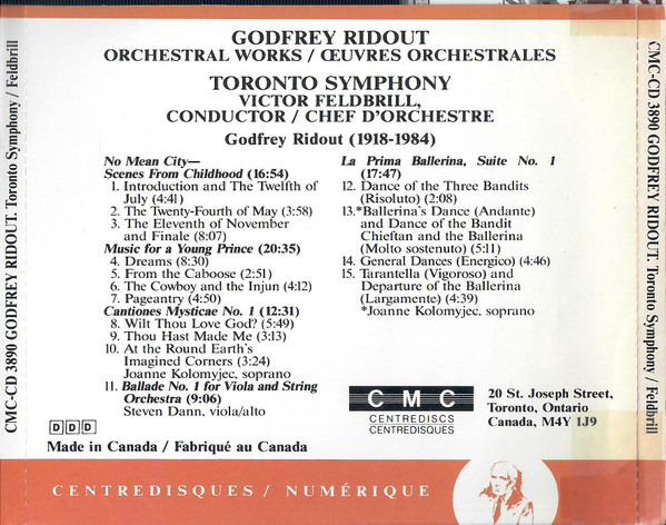 Godfrey Ridout, Victor Feldbrill, Joanne Kolomyjec, Steven Dann, Toronto Symphony*-4