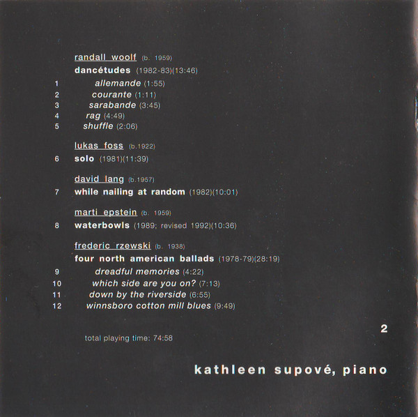 Kathleen Supové / Randall Woolf, Lukas Foss, David Lang, Marti Epstein, Frederic Rzewski-4