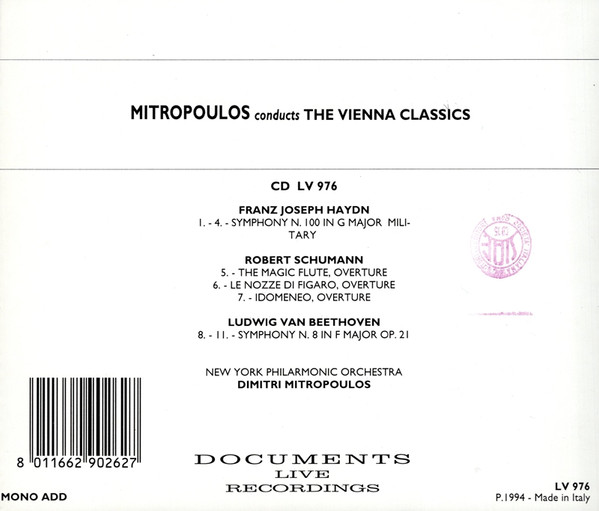 Mitropoulos*, Haydn*, Mozart*, Beethoven*, New York Philharmonic Orchestra*-1