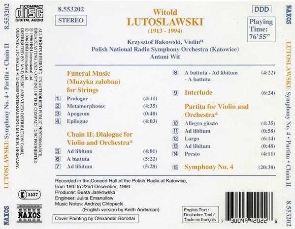 Lutoslawski*, Krzysztof Bakowski*, Polish National Radio Symphony Orchestra (Katowice)*, Antoni Wit-1