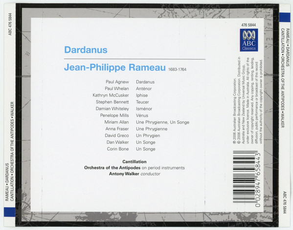 Jean-Philippe Rameau, Pinchgut Opera, Paul Agnew (2), Paul Whelan (2), Kathryn McCusker, Stephen Bennett (3), Damian Whiteley, Penelope Mills, Miriam Allan, Anna Fraser, Cantillation, Orchestra Of The Antipodes, Antony Walker-1