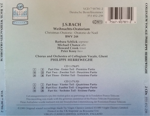Johann Sebastian Bach - Barbara Schlick, Michael Chance, Howard Crook, Peter Kooij, Collegium Vocale, Philippe Herreweghe-4
