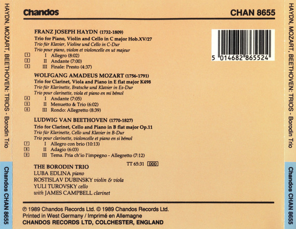 Haydn*, Mozart*, Beethoven*, Borodin Trio, James Campbell (6)-1