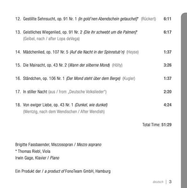 Johannes Brahms, Brigitte Fassbaender, Irwin Gage, Thomas Riebl-3