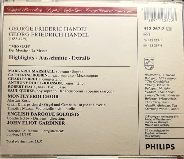Georg Friedrich Händel, Margaret Marshall · Catherine Robbin · Anthony Rolfe Johnson · Robert Hale (2) · Charles Brett · Saul Quirke · The Monteverdi Choir · The English Baroque Soloists · John Eliot Gardiner-2