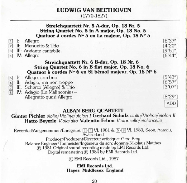 Ludwig van Beethoven, Alban Berg Quartett-4