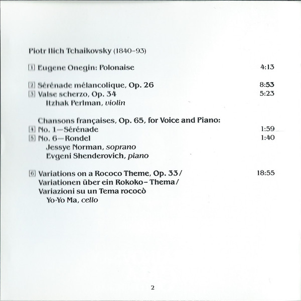 Tchaikovsky*, Yo-Yo Ma • Jessye Norman • Itzhak Perlman • Leningrad Philharmonic*, Yuri Temirkanov-4