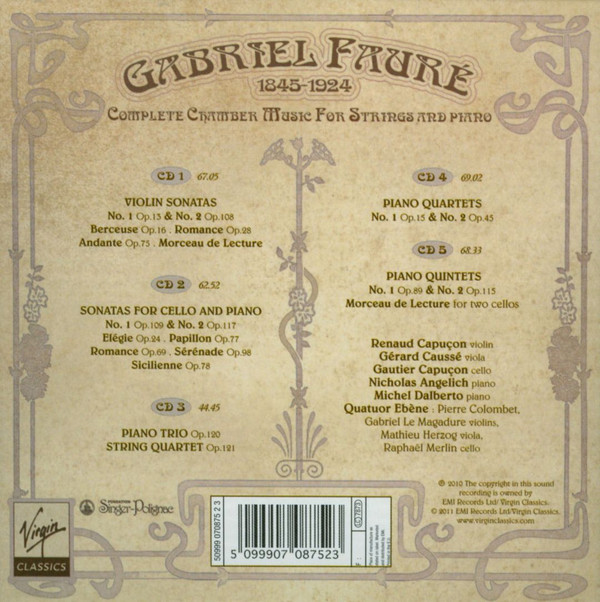 Fauré* - Renaud Capuçon, Nicholas Angelich, Gérard Caussé, Gautier Capuçon, Michel Dalberto, Quatuor Ebène-1