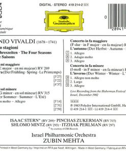 Antonio Vivaldi - Stern* · Zukerman* · Mintz* · Perlman* · Israel Philharmonic Orchestra · Zubin Mehta-1