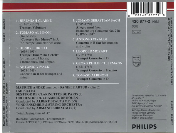 Maurice André - Bach*, Purcell*, Vivaldi*, Clarke*, Albinoni*, L. Mozart*, Telemann*-1