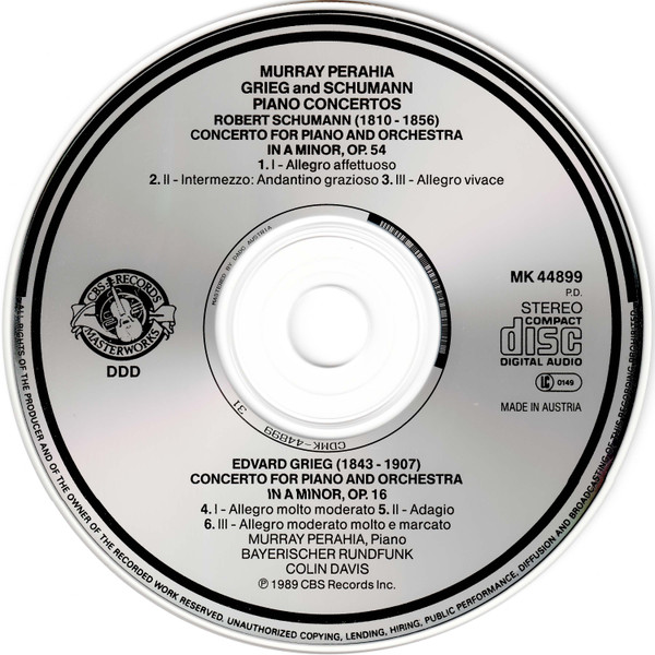 Murray Perahia, Robert Schumann • Edvard Grieg, Symphonie-Orchester Des Bayerischen Rundfunks, Sir Colin Davis-2